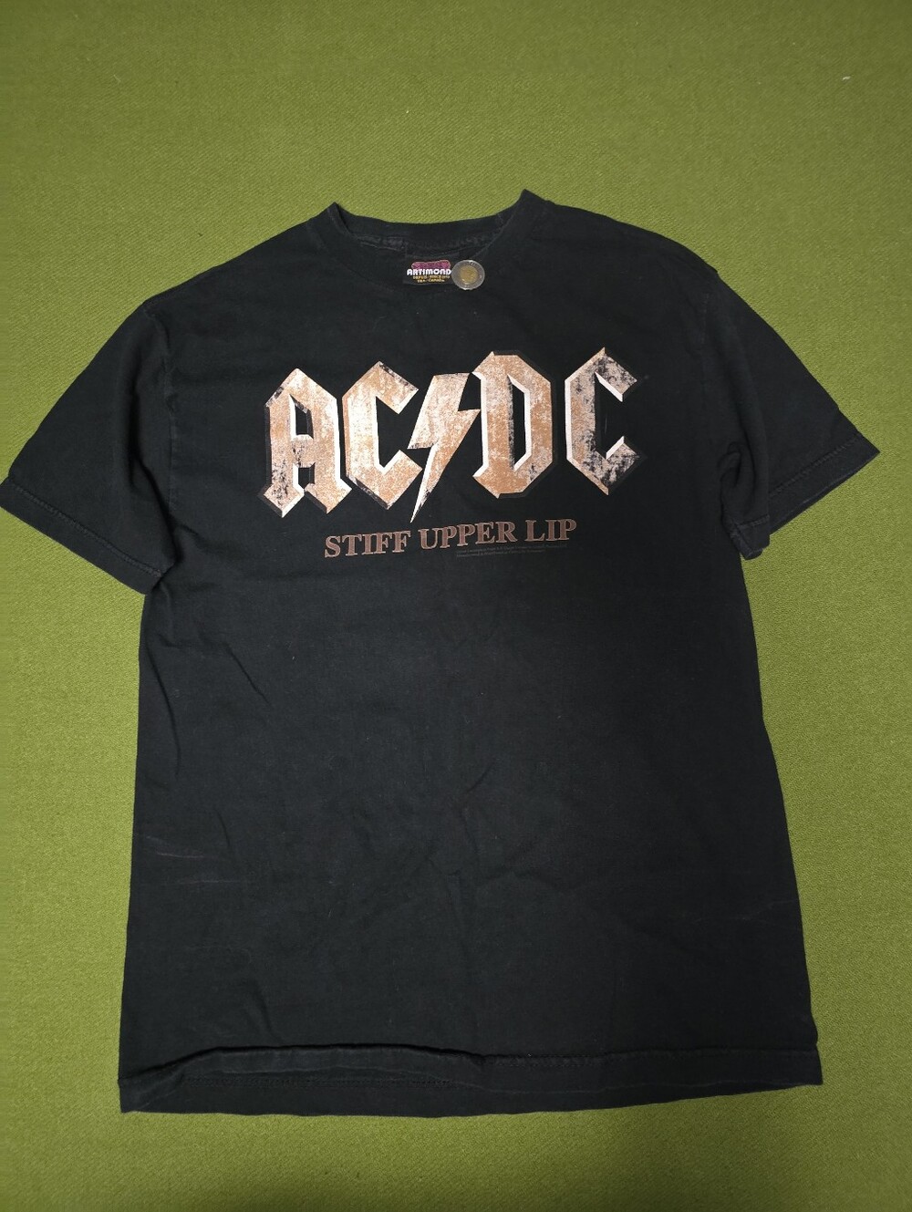 Vintage AC/DC Black Short Sleeve Band Tee with Metallic Logo